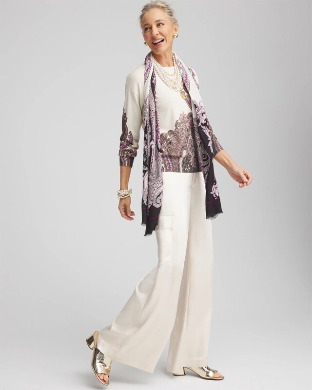 Metallic Paisley Pullover Sweater - image 2